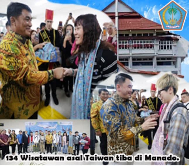 Rute Taipei-Manado-Taipei Dibuka, Gubernur Yulius Sambut 134 Turis Taiwan Penerbangan Perdana