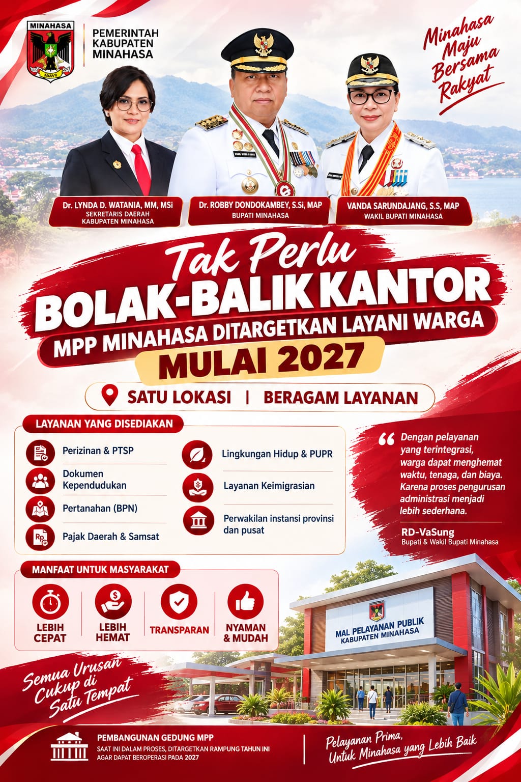 Mal Pelayanan Publik Minahasa Ditargetkan Layani Warga Mulai 2027