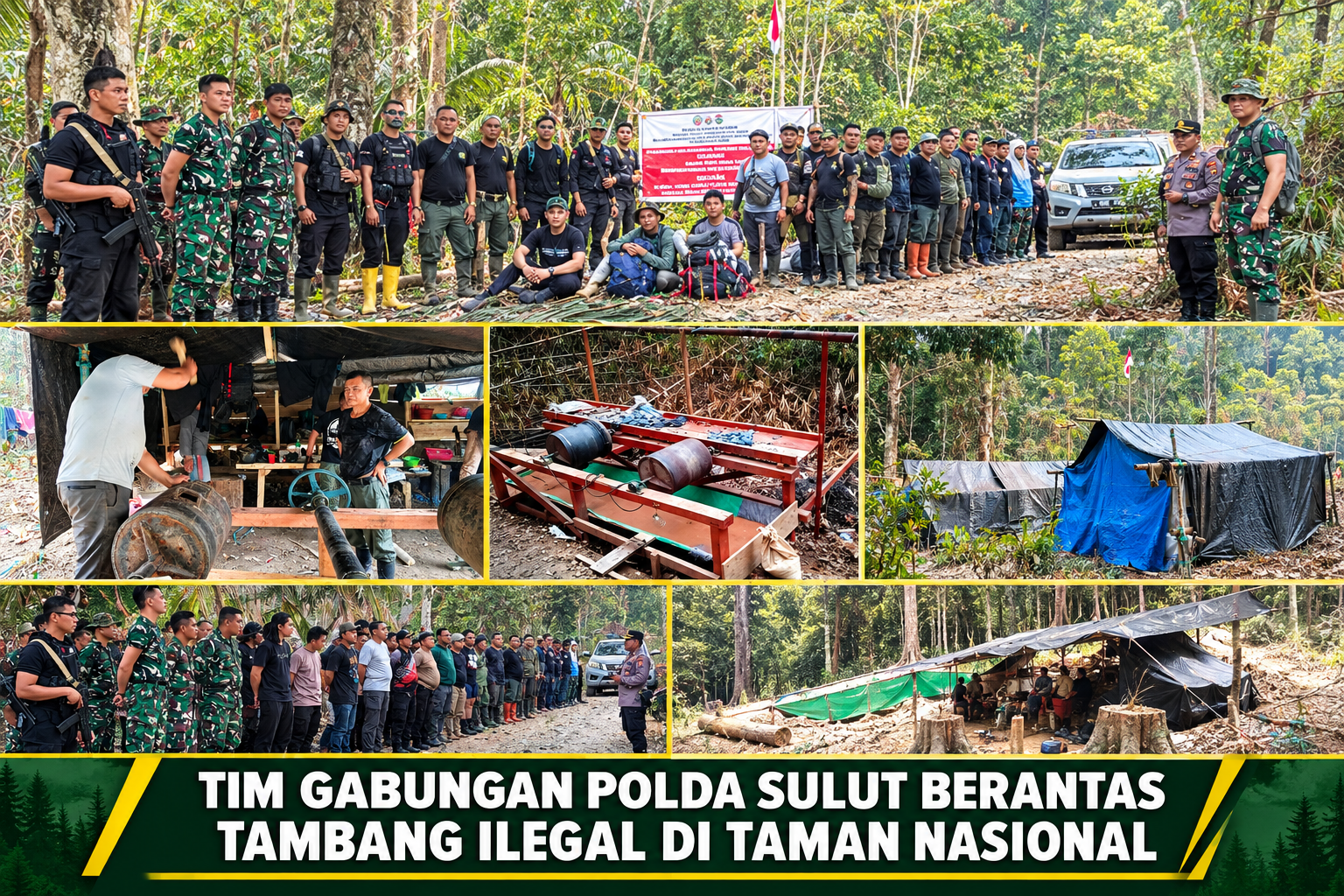 APH Bersihkan Tambang Ilegal di Kawasan Taman Nasional Bogani Nani Wartabone 