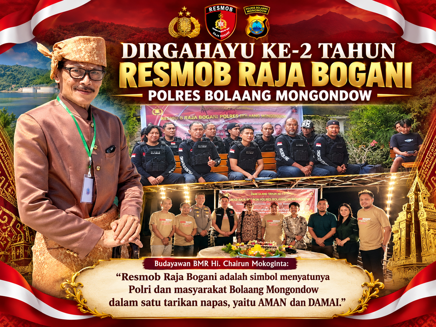 Selamat HUT Ke-2 “Resmob Raja Bogani” Polres Bolaang Mongondow; Memperkuat Sinergitas Polri Dan Masyarakat Adat